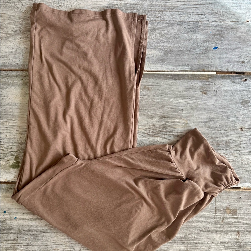 ueu small Brown wide leg palazzo pant 082 with pockets